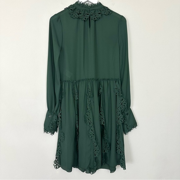 See by Chloé Eyelet Detail Laser-cut Dress in Deep Green Marble - Picture 9 of 15